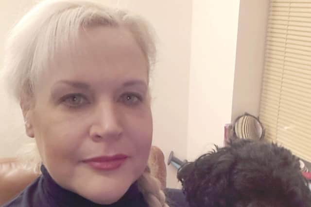 Catherine and therapy dog, Lucy