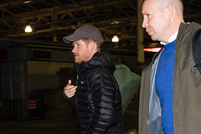 Prince Harry spotted at Edinburgh Waverley picture: splashnews.com