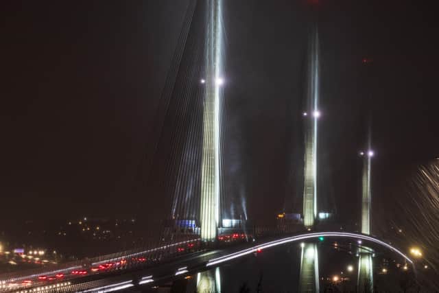 The Queensferry Crossing in Scotland, which  has been closed due to falling ice