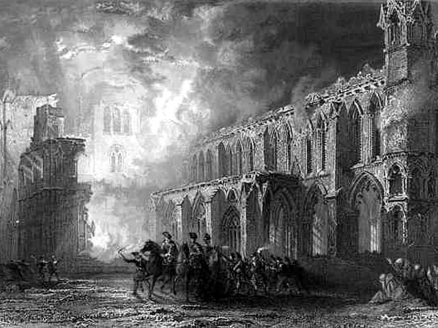 Alexander Stewart, Earl of Buchan - known as the Wolf of Badenoch -  went on a terrifying rampage after the Bishop of Moray refused to annul his marriage. Elgin,  the church of St Giles and the cathedral were destroyed with 18 homes of the canons and chaplains destroyed.