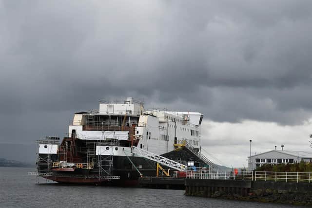The unfinished Glen Sannox was launched in 2017 at Fergusons shipyard, two years before the complex was nationalised. Picture: John Devlin